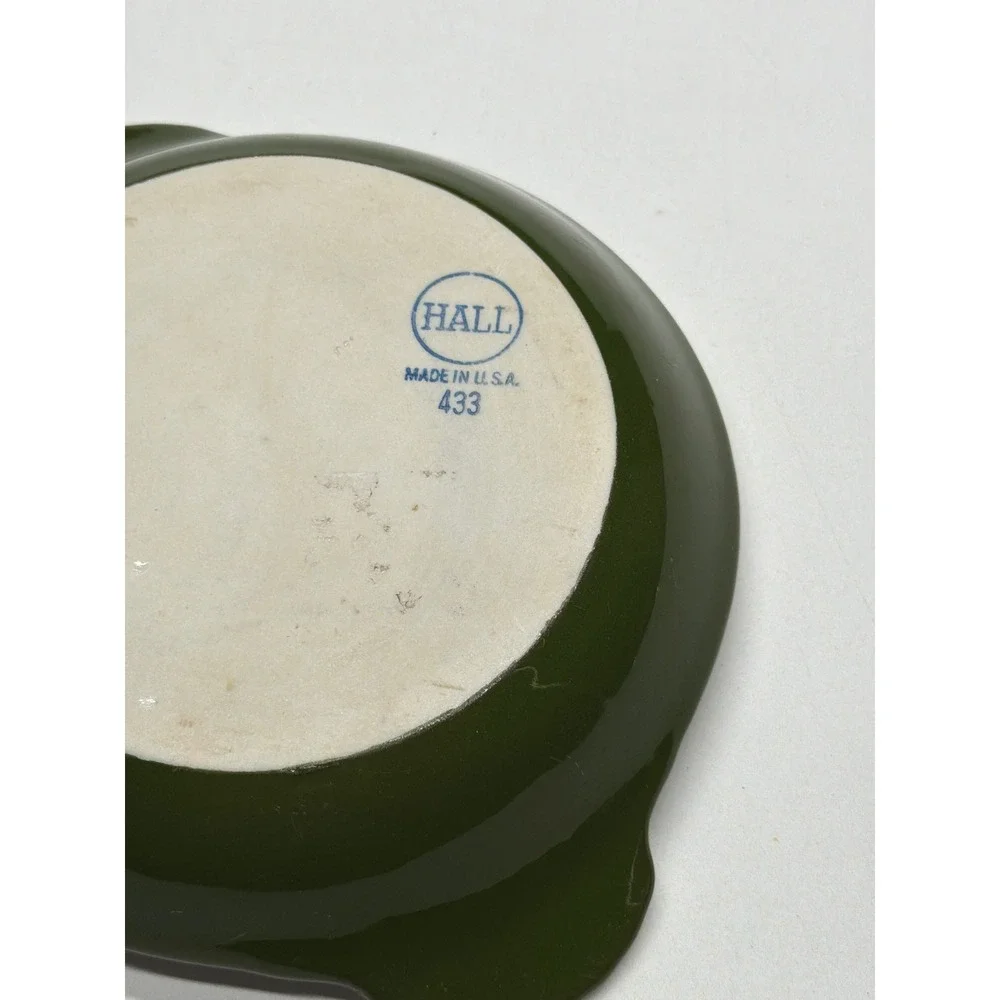 Hall China‎ USA 433 Olive Green Oval Baking Dish Casserole Dish